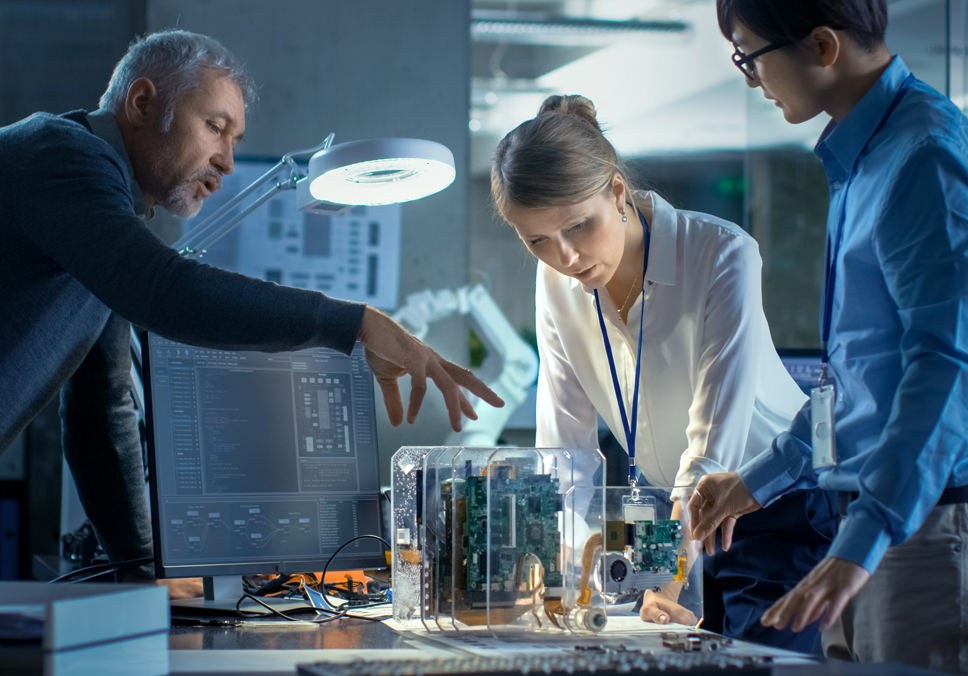 Researchers working on tabletop machine science mesh