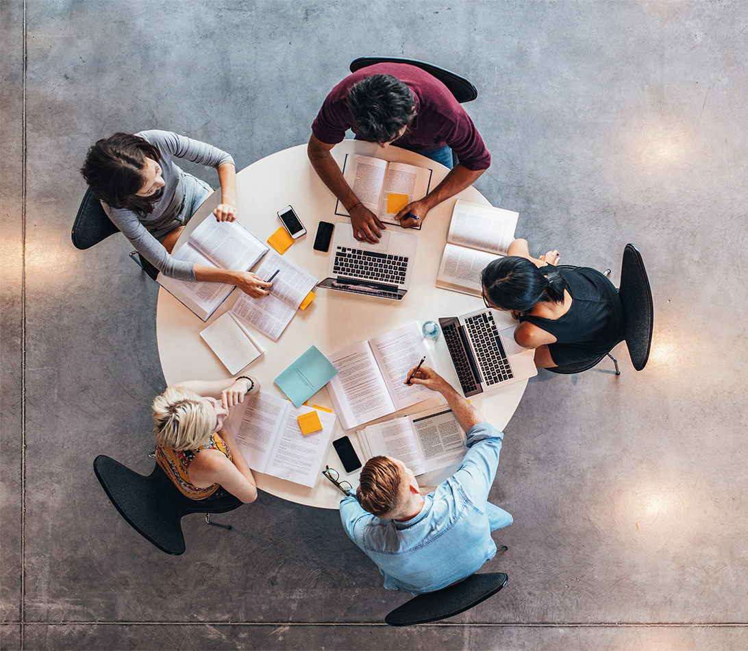 Students around round table
