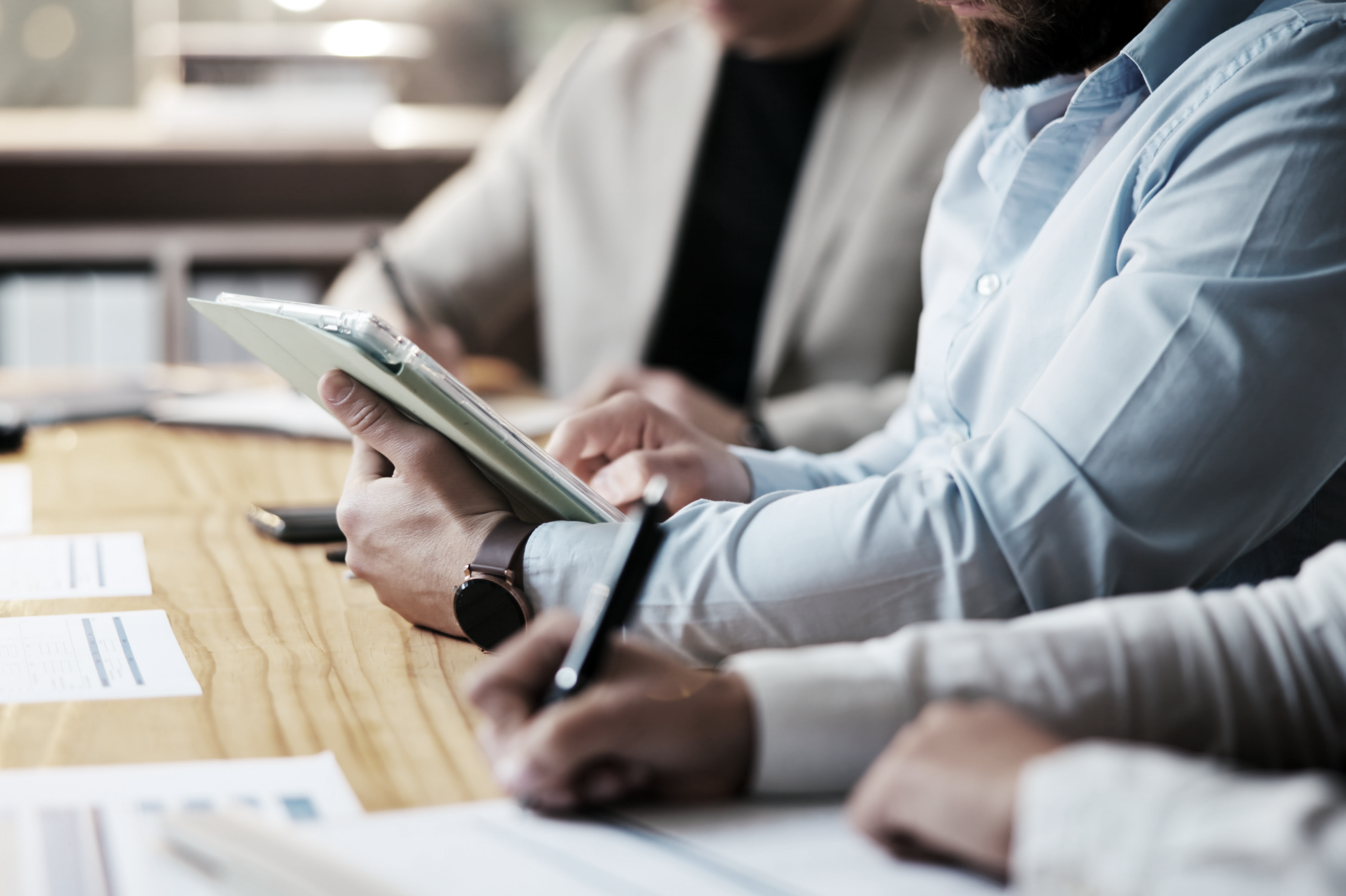 General Reviewing Paperwork and Tablet
