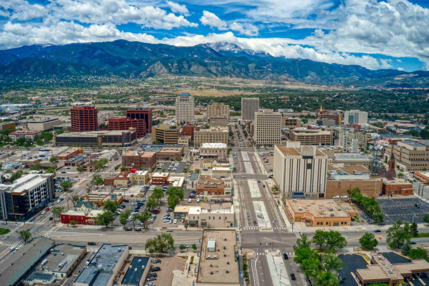 Colorado Springs Skyline with Mountains