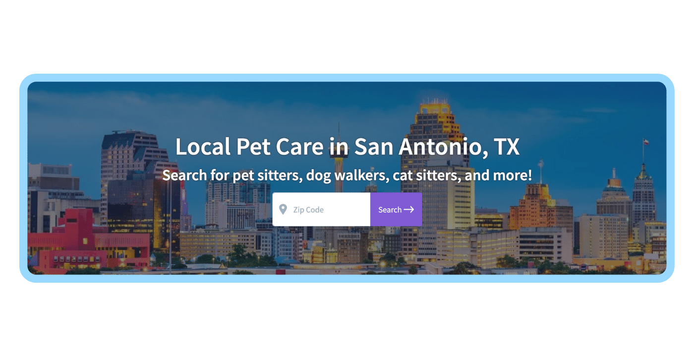 Find Local Pet Care CTA Search San Antonio TX