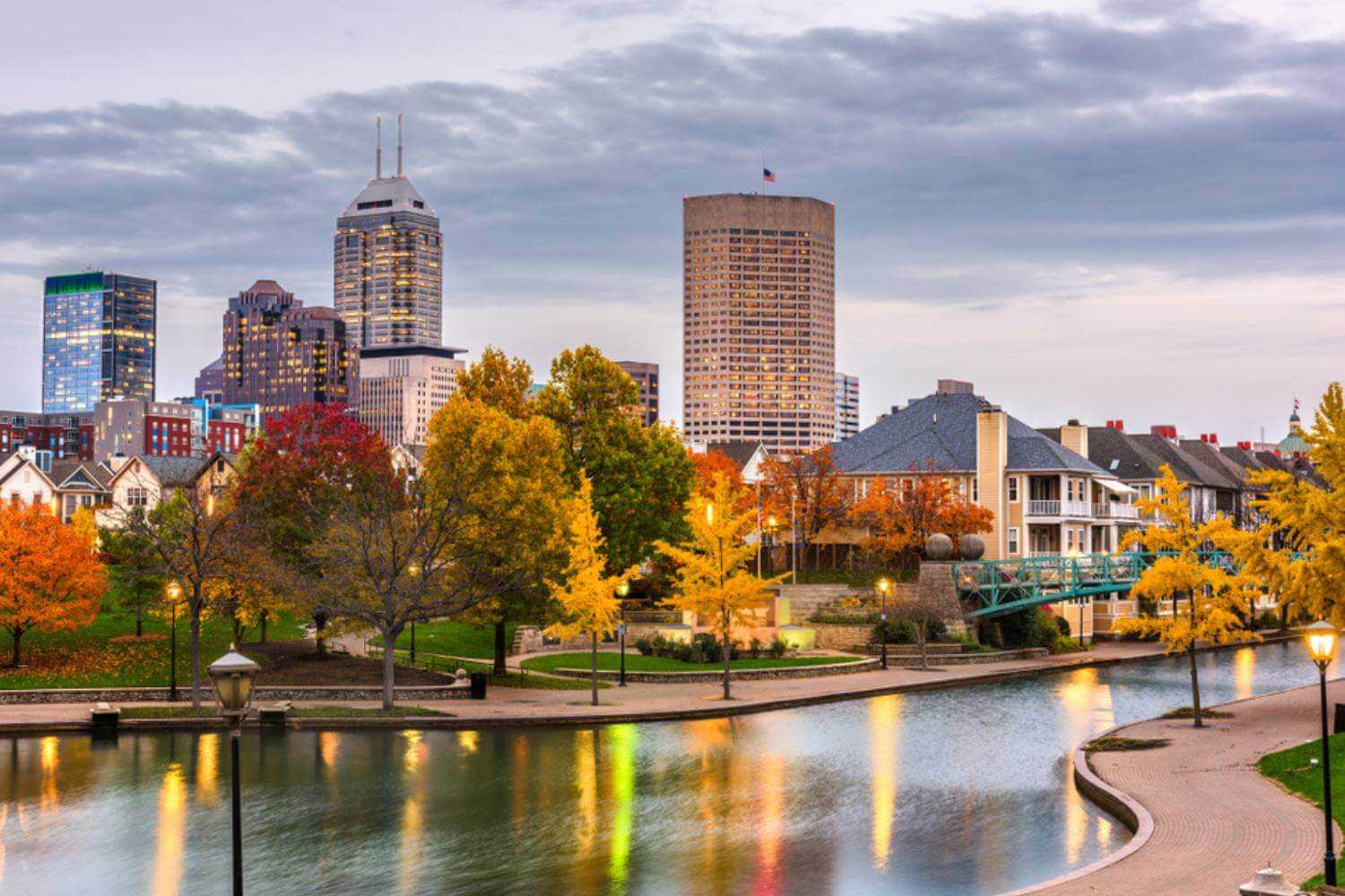 Indianapolis City Skyline with River