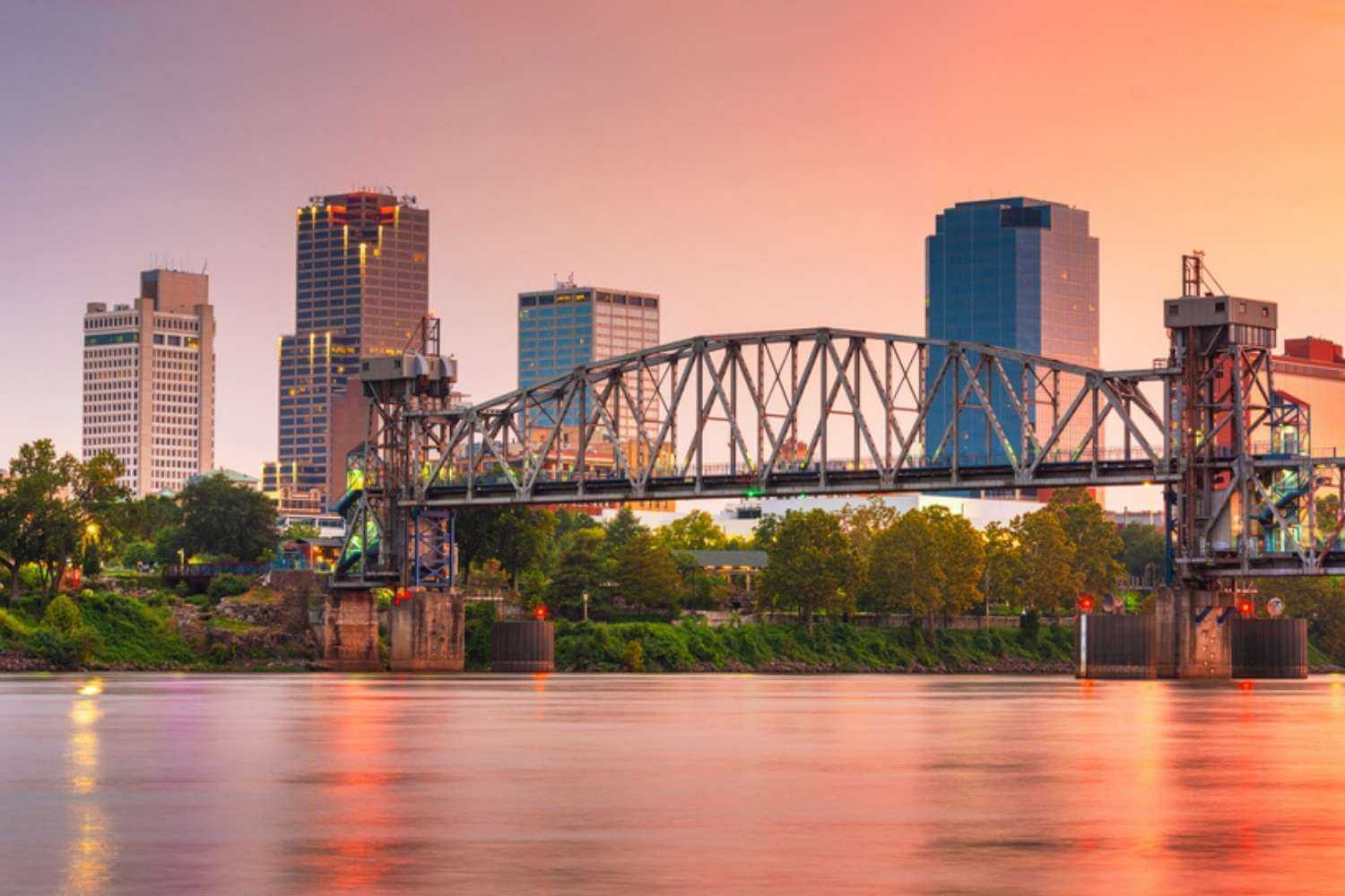 Little Rock Bridge Skyline at Dusk