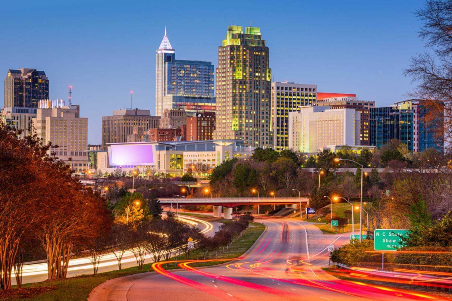 Raleigh NC Skyline at Dusk