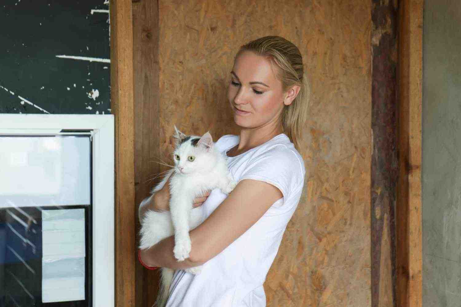 San Diego Woman with Cat at Shelter