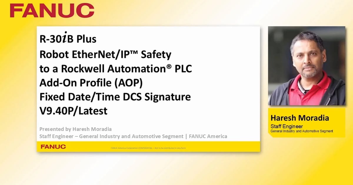 Configure R-30iB Plus EtherNet/IP™ Safety to… | Tech Transfer