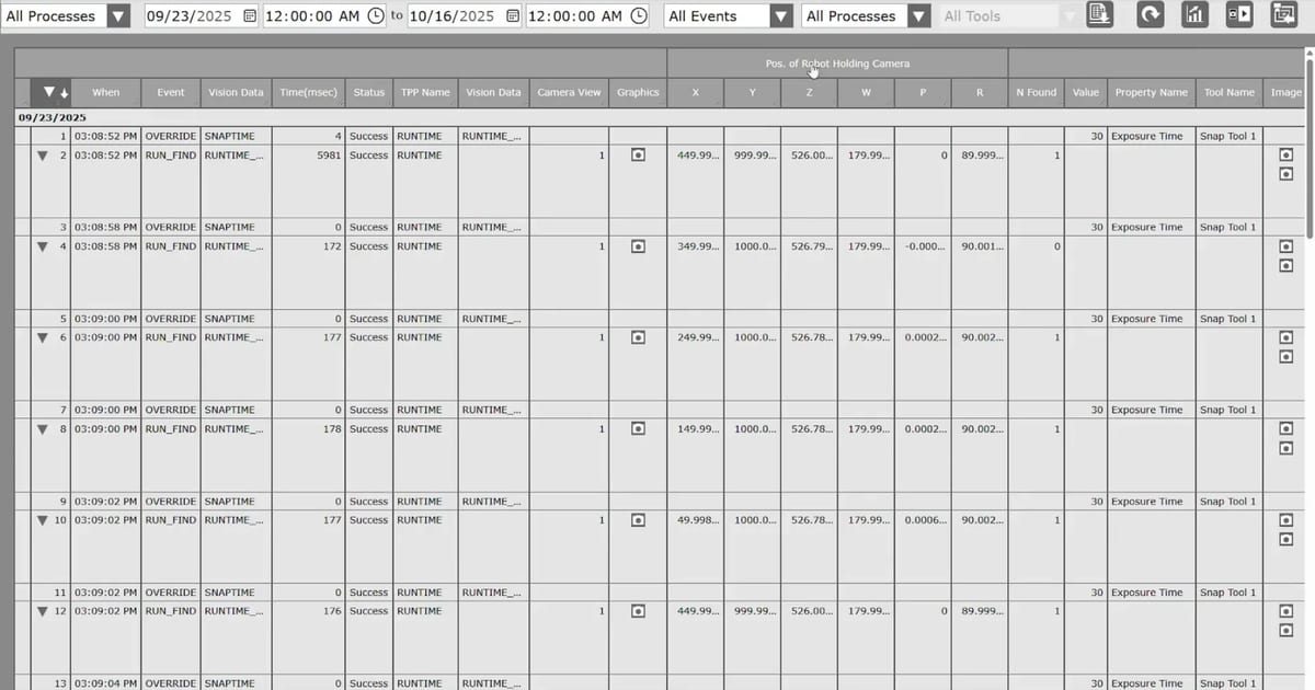Irvision Software iRVision - Runtime (Log) Screen | Tech Transfer