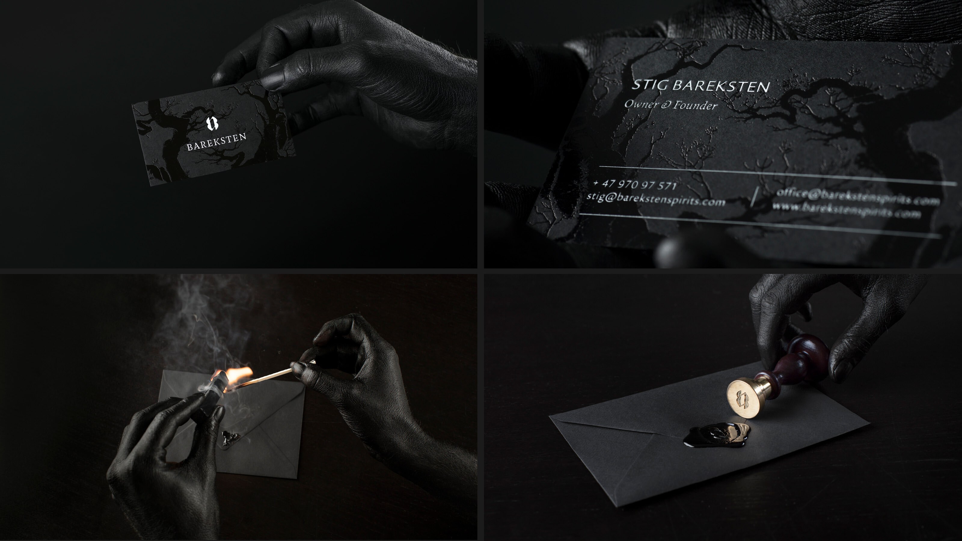 Stilisert montasje av visittkort og branding-elementer