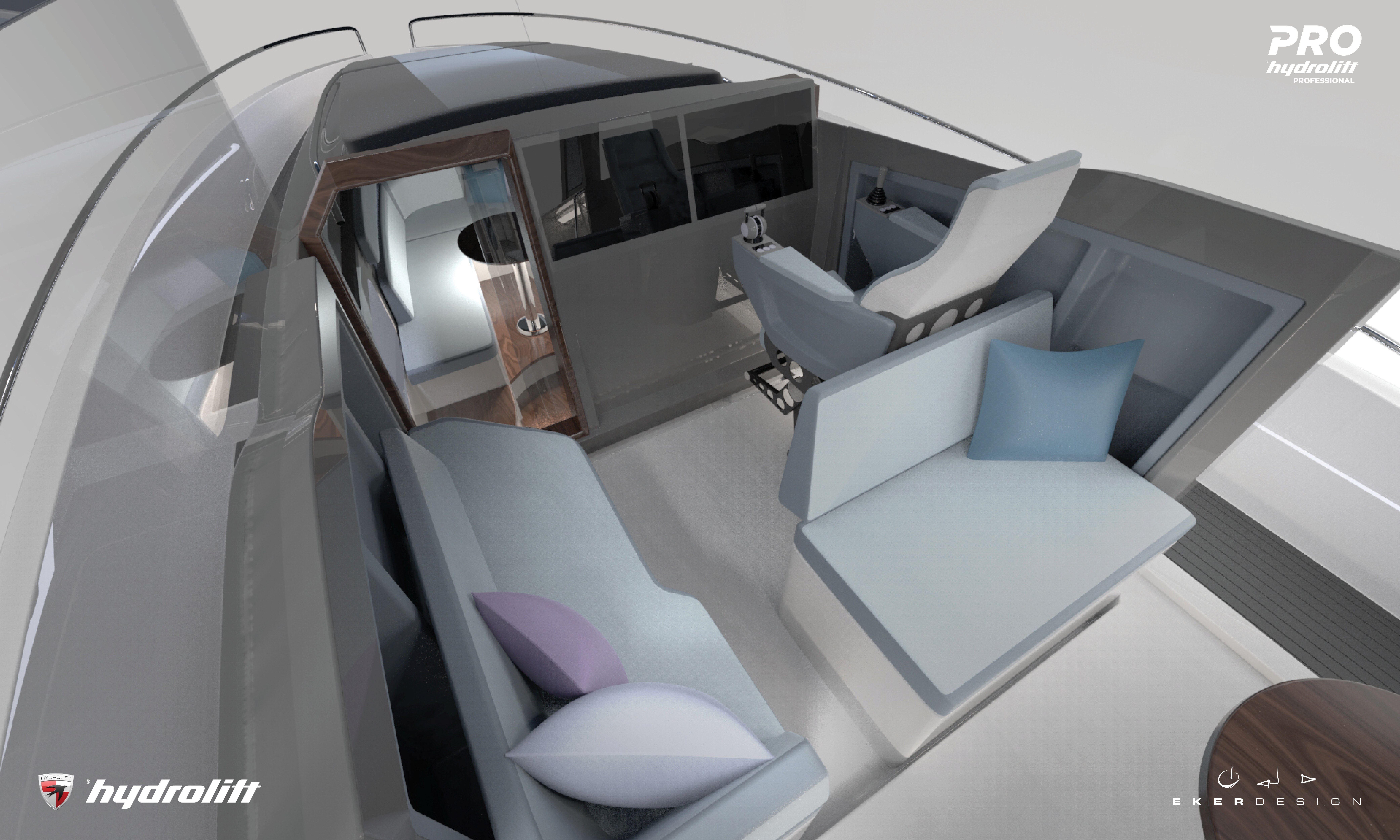 Interiør i styrehus.