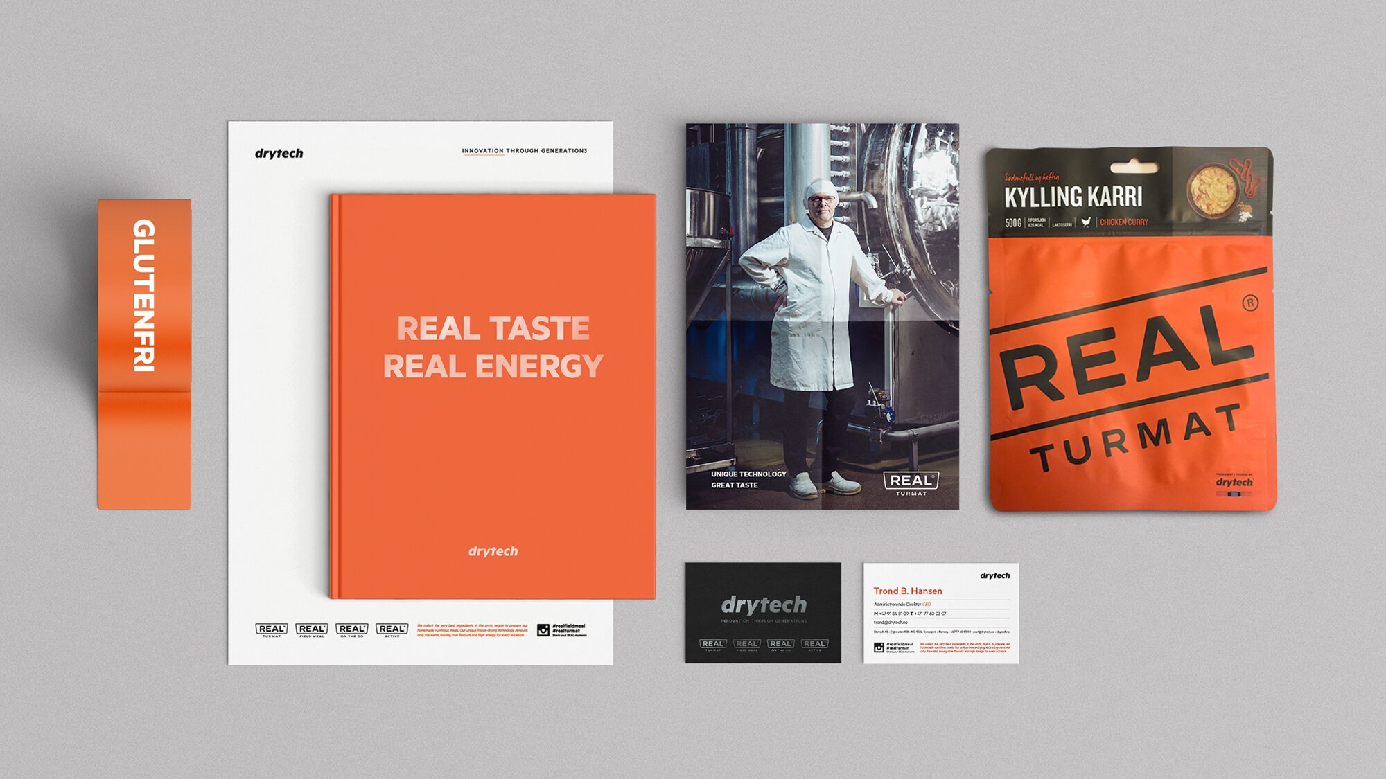 En illustrasjon som viser uttak av identiteten på emballasje, brosjyrer og annet markedsmateriell.