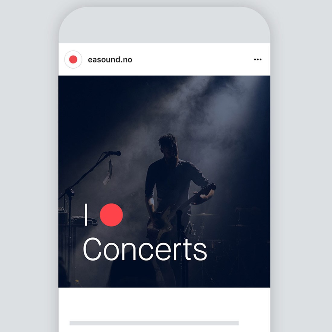 Bildet viser en plakat til bruk i sosiale medier med påskriften I "love" concerts, hvor love er representert av en rød sirkel.