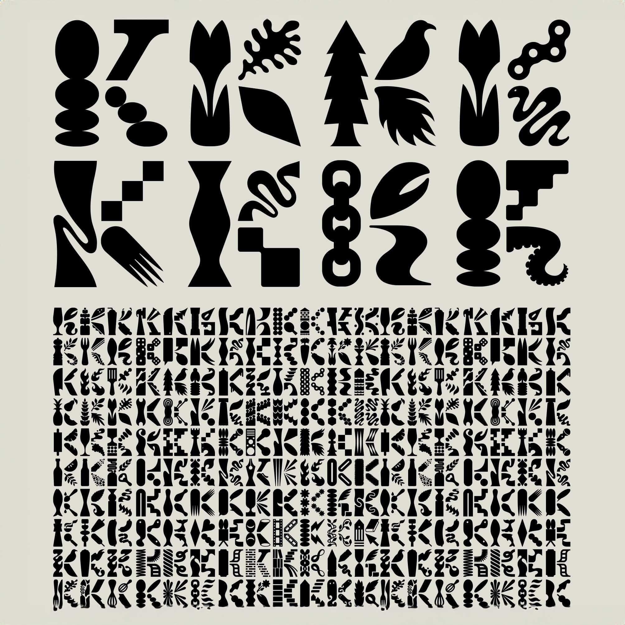 Oversikt over ikonsystemet til Kulturhavna med ulike måter K-en kan utformes på