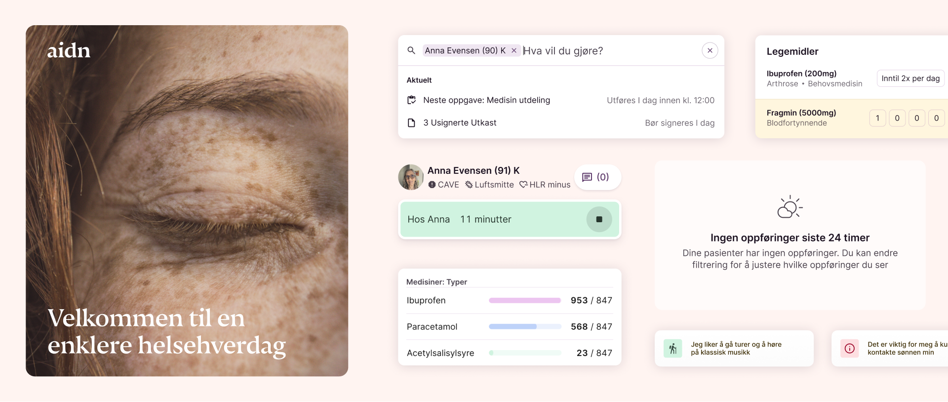 Oversikt over en ruteplanlegger for en pasient.