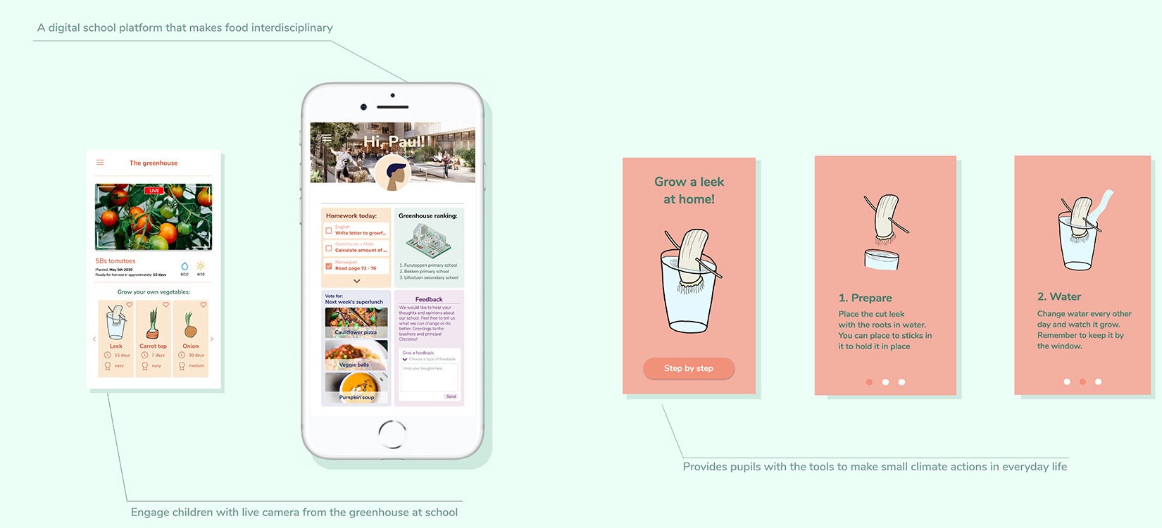Montasje av skjermbilder fra en app