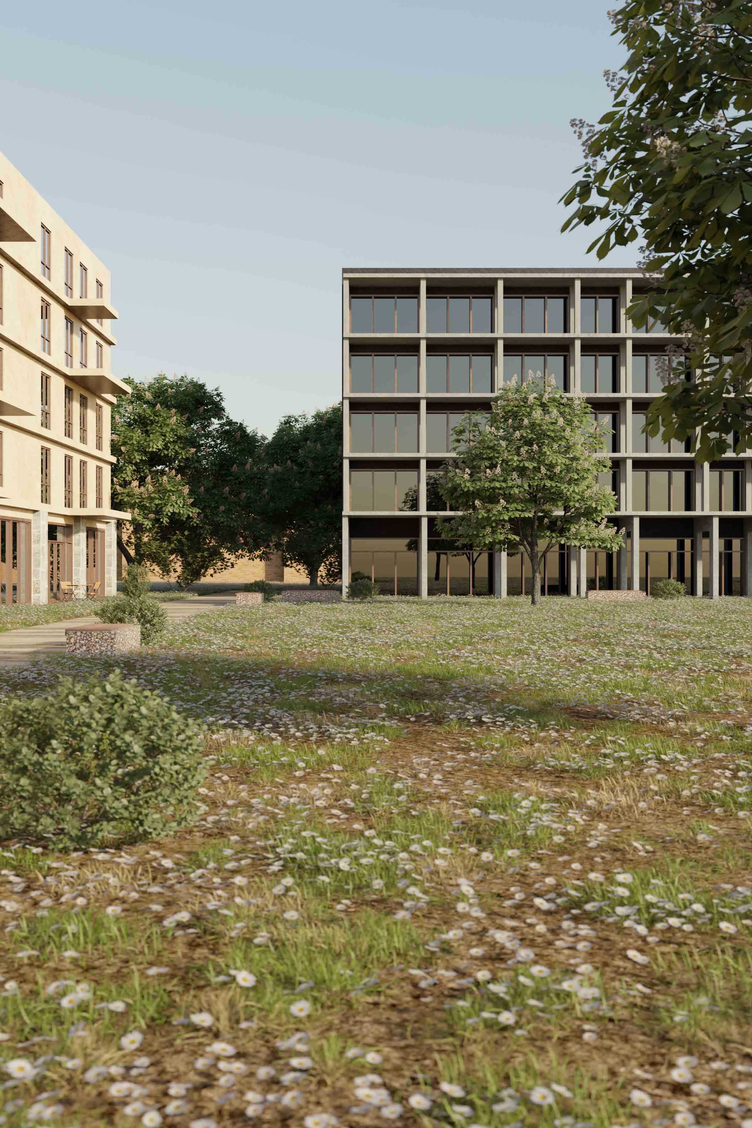 Illustrasjon av enkle boligblokker.