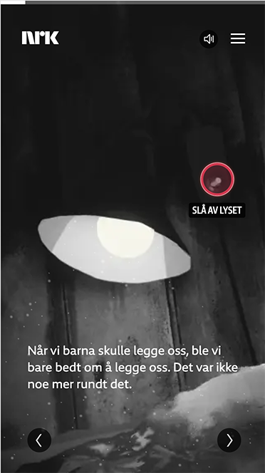 Illustrasjon fra "Smellet" av en nattlampe med markert klikkpunkt for å slå av lyset