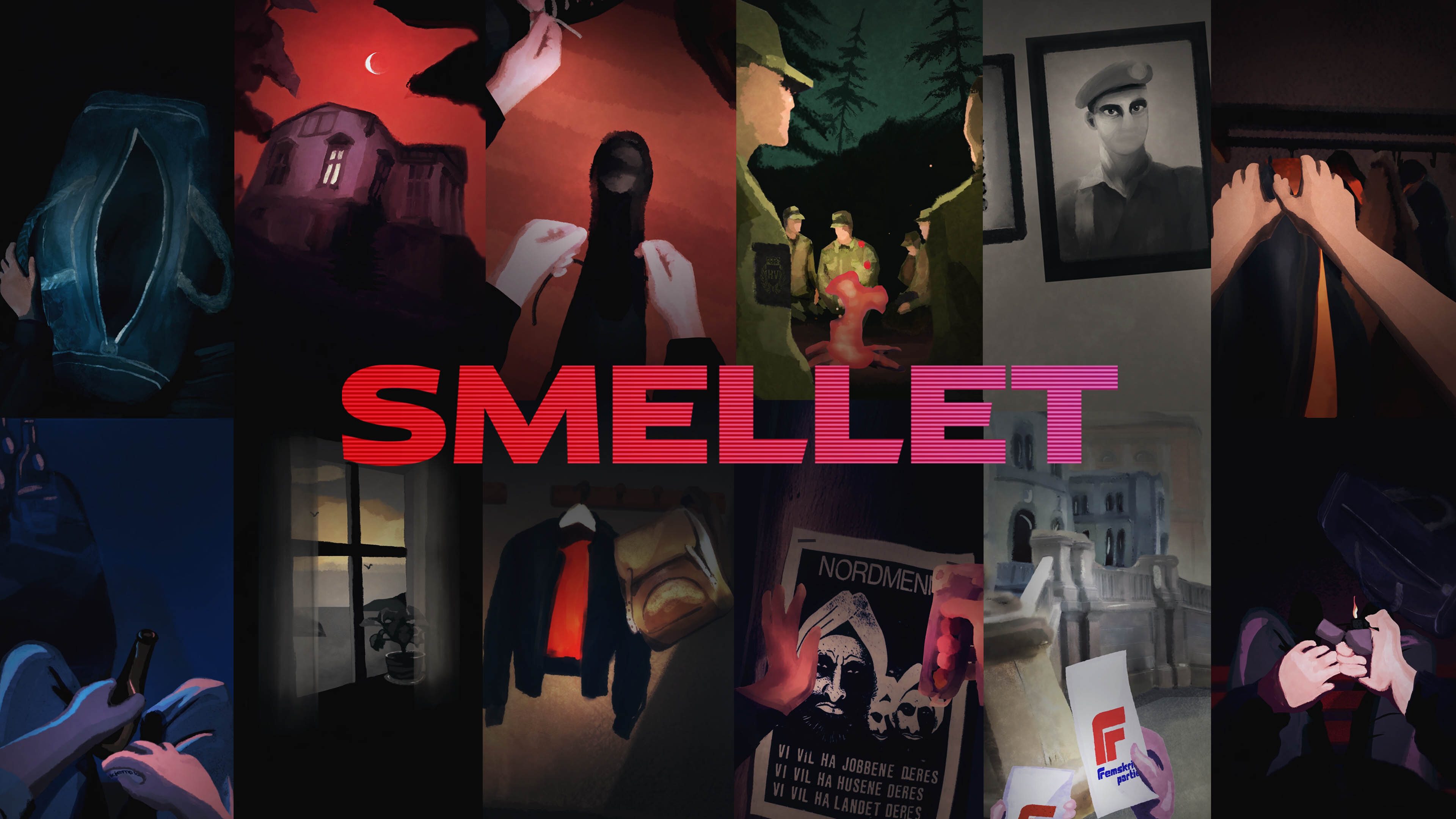 Rød logo for Smellet.