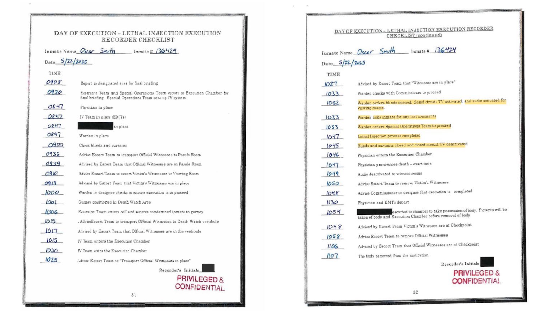 Execution Checklist of Oscar Smith