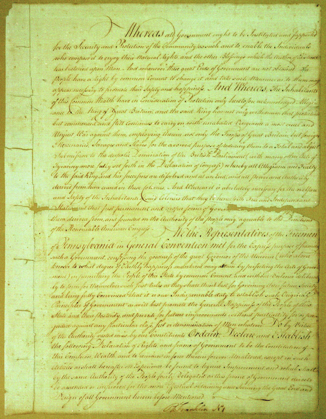 Pennsylvania 1776 Constitution