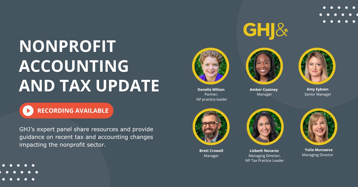 Nonprofit Accoutning and Tax Update Webinar