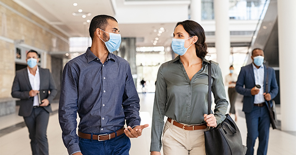 People walking with masks