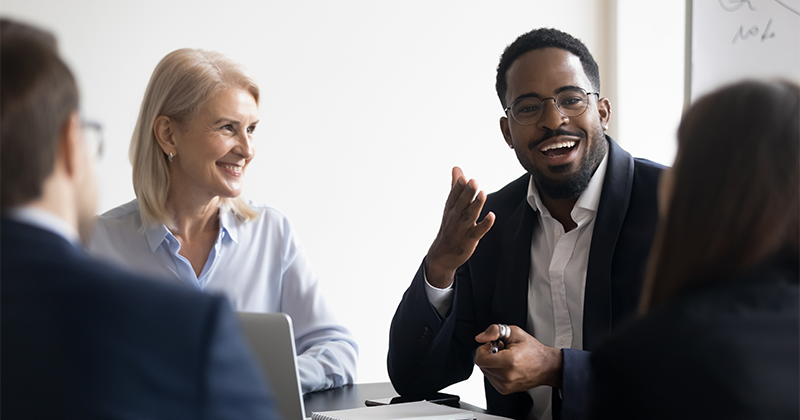 Talking in a meeting room