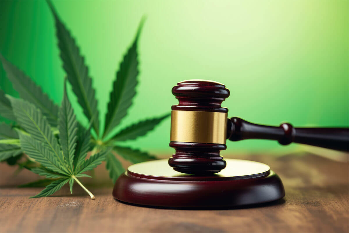 Gavel and Marijuana leaves