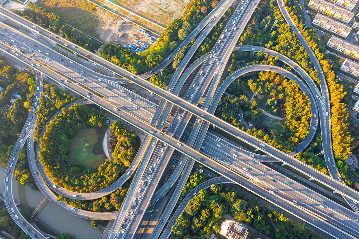 aerial view of highway