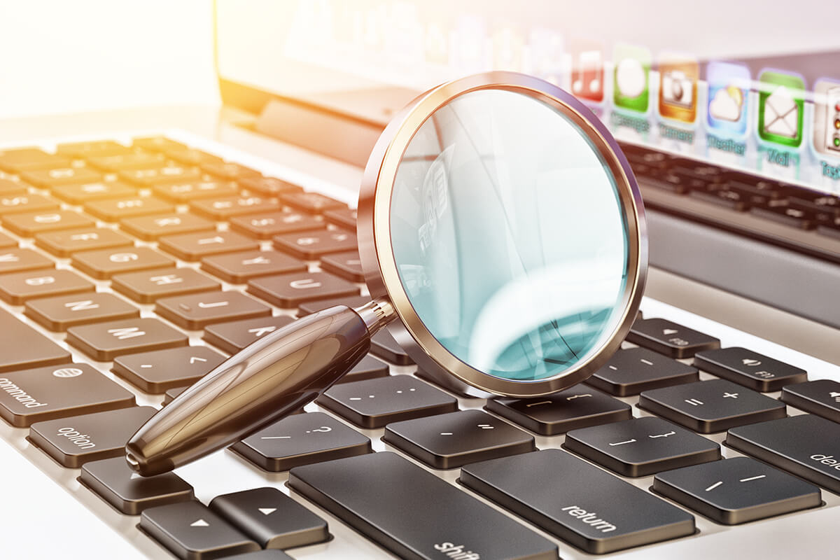 Magnifying glass on keyboard