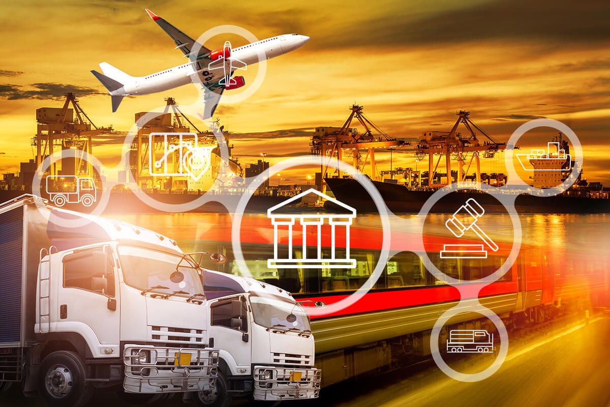 transportation industry truck airplane and train