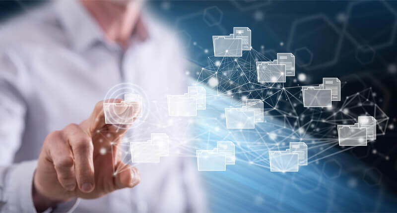 Man touching a data connection concept