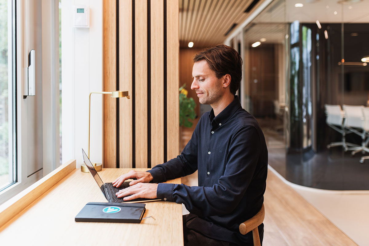 employee working on laptop