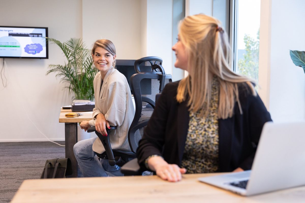 Two colleagues in a meeting