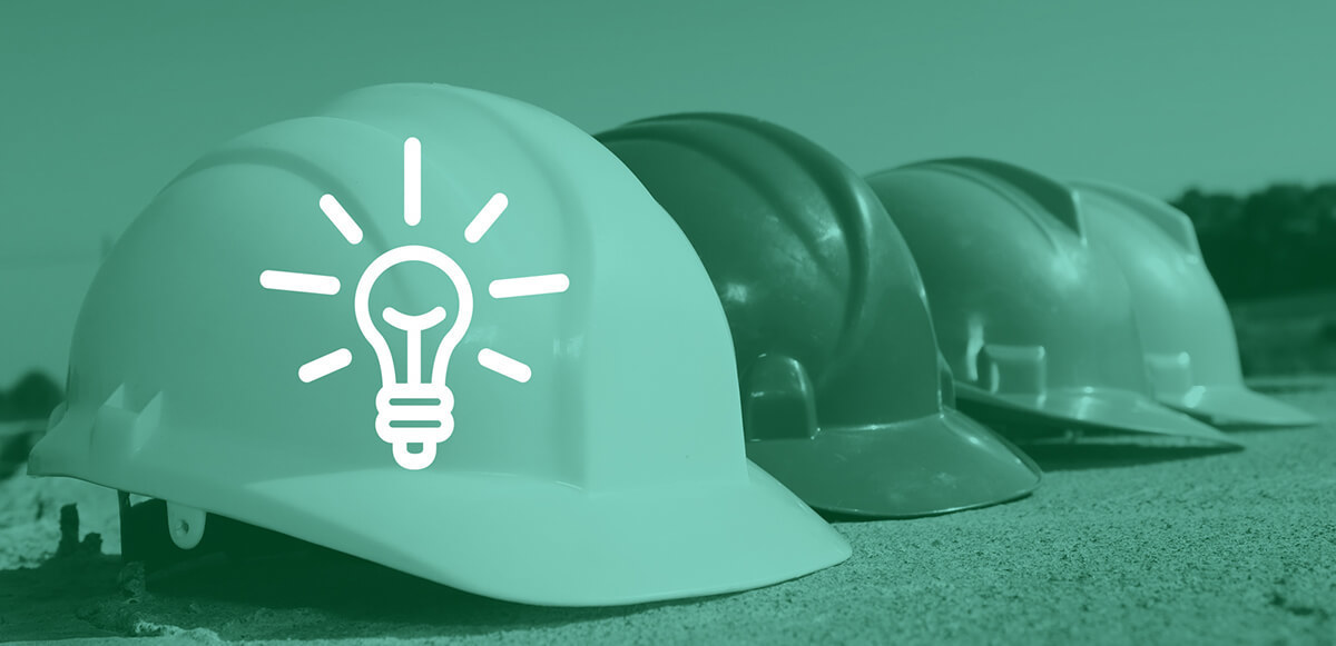 construction helmets with a lightbulb icon