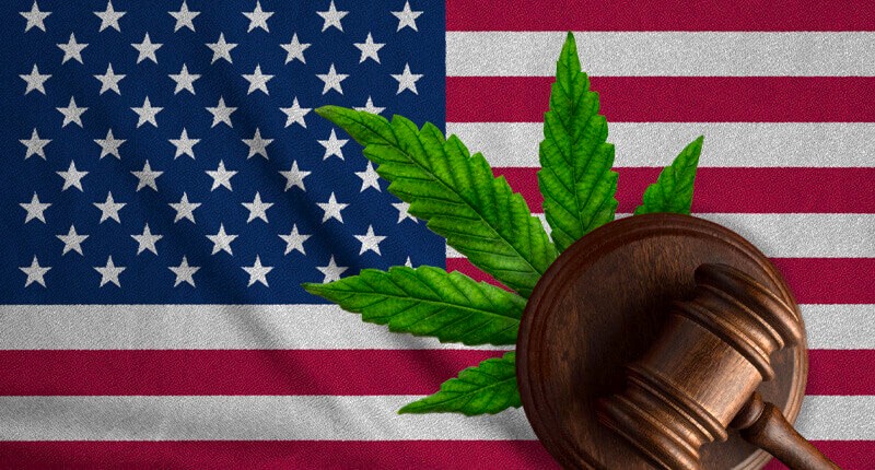 marijuana USA flag and gavel