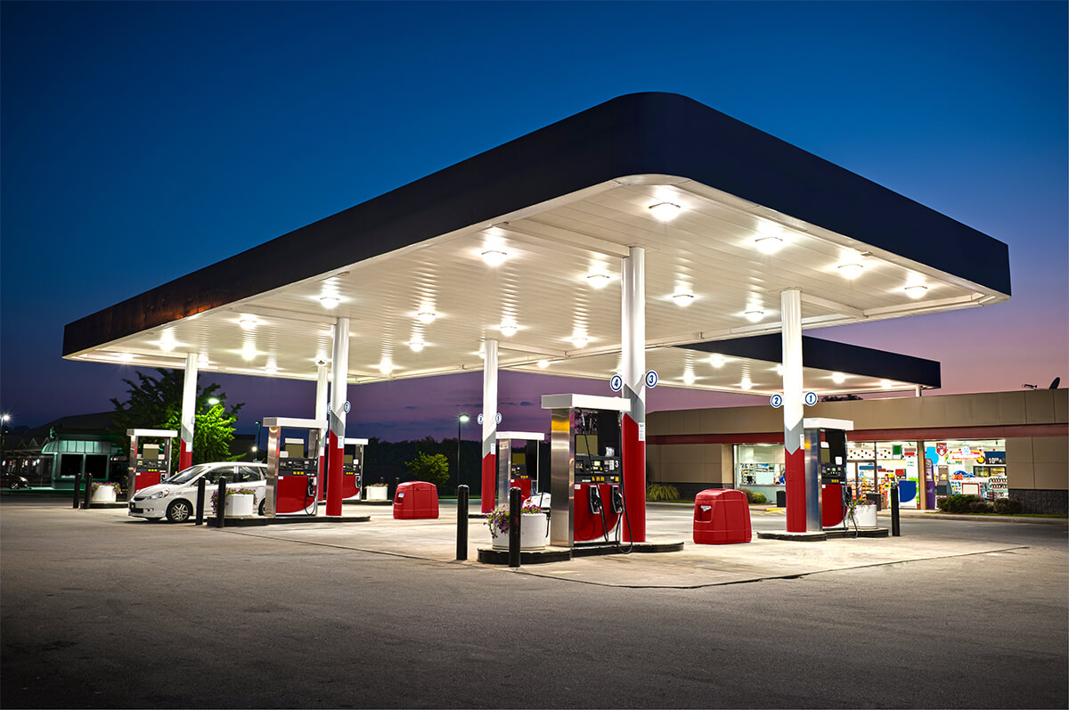 gas station at night