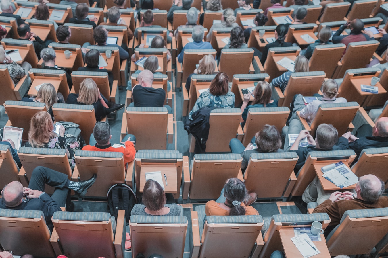 overhead view of college classroom