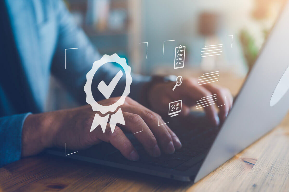 Person doing research on a laptop