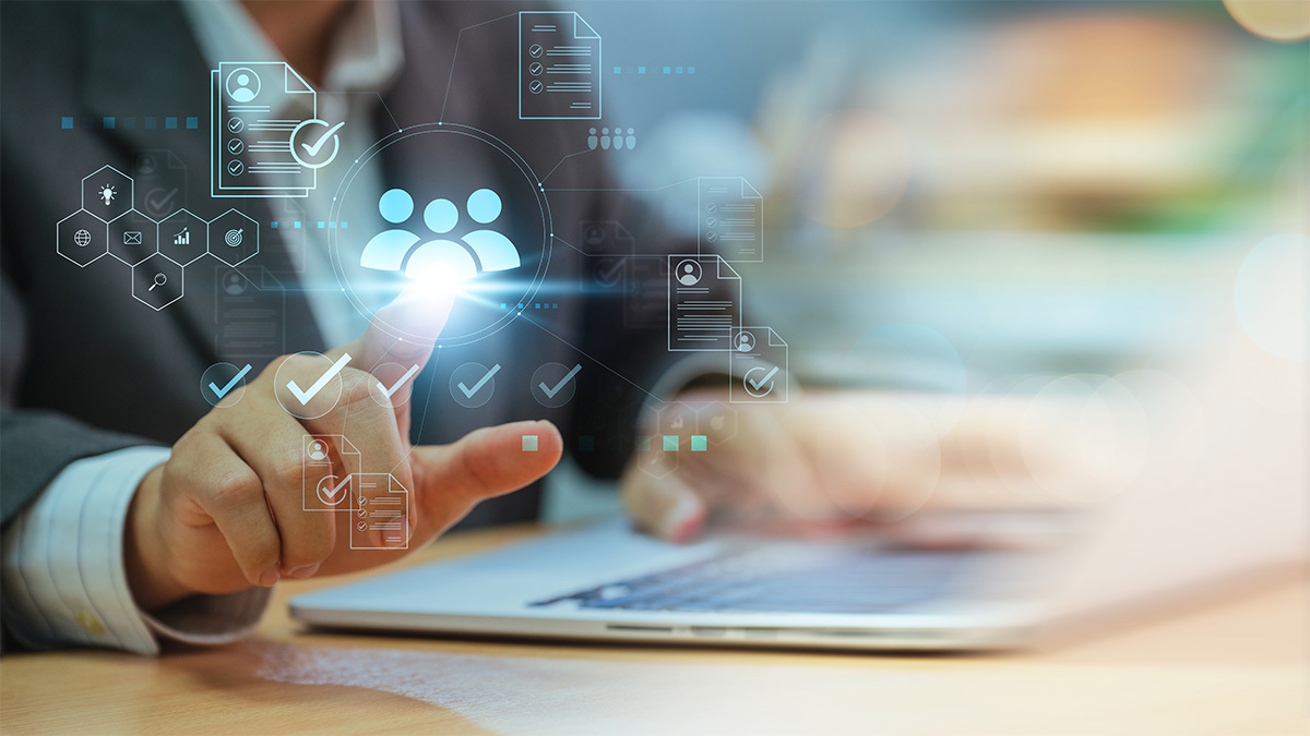 person selecting a virtual representation of a candidate