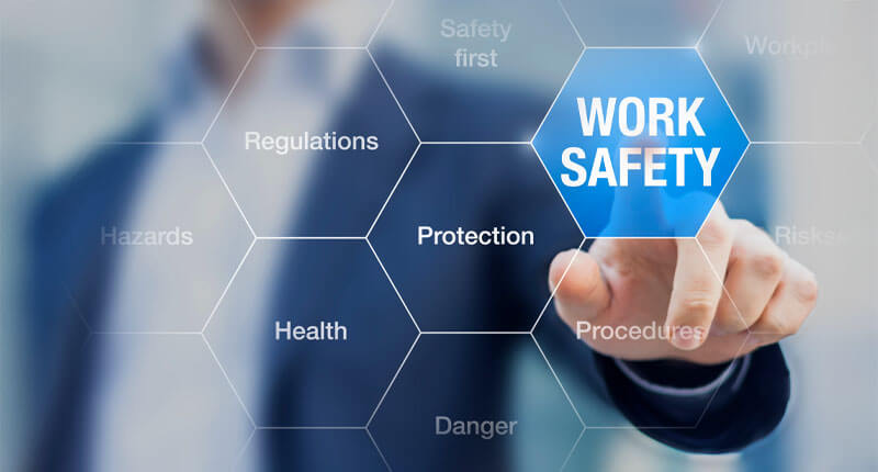 businessman presenting work safety concept