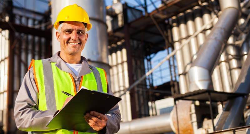 happy middle aged oil industry worker