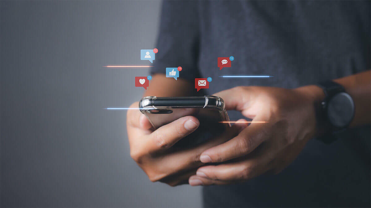 Person using a phone for social media