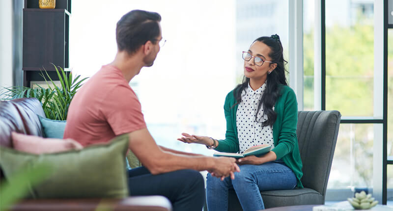 counseling with a psychologist in her office