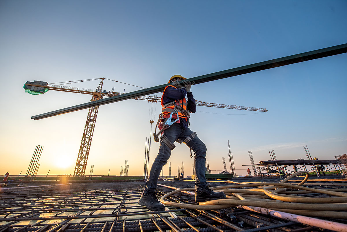 A construction worker at construction site