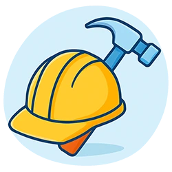 Two young man architect on a building construction site