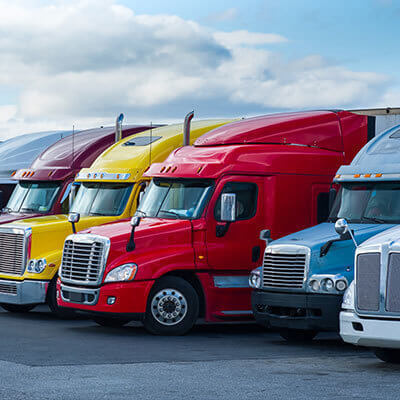 trucks lined up