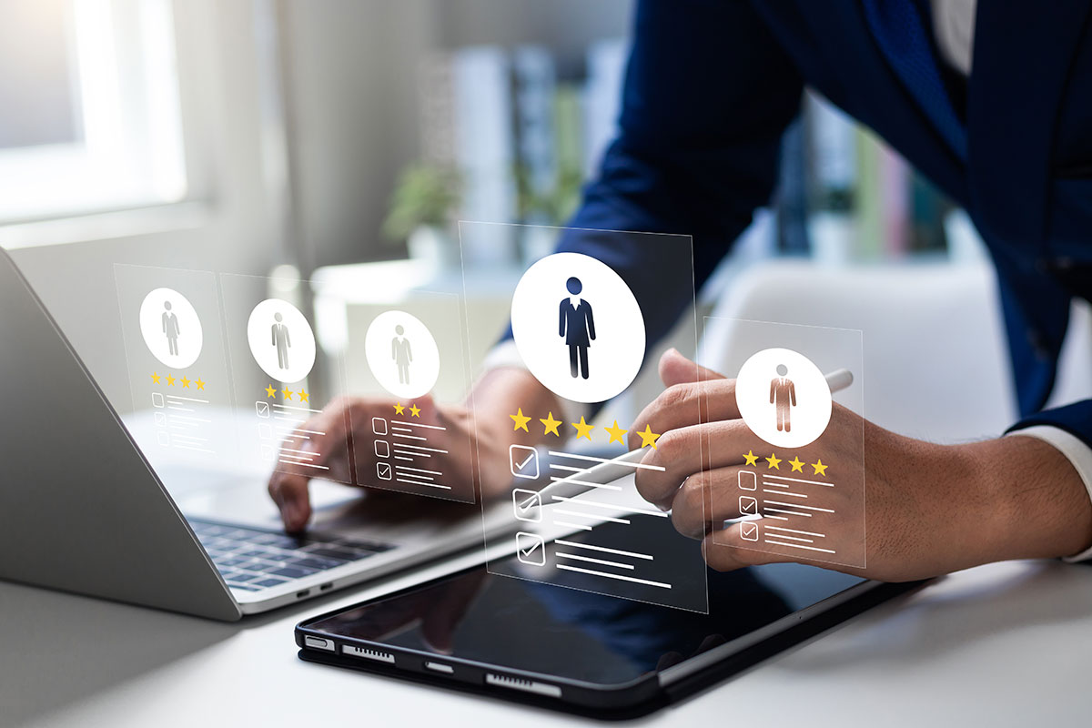 Friendly customer service representative smiling