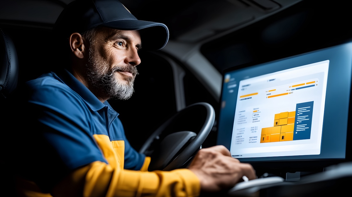 driver looking at DQ files on computer