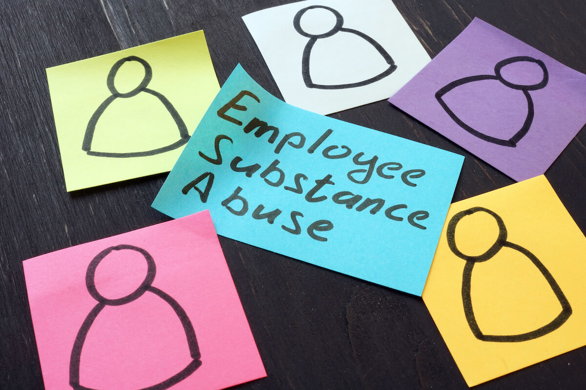 Sticky Note with "Employee Substance Abuse" written on it