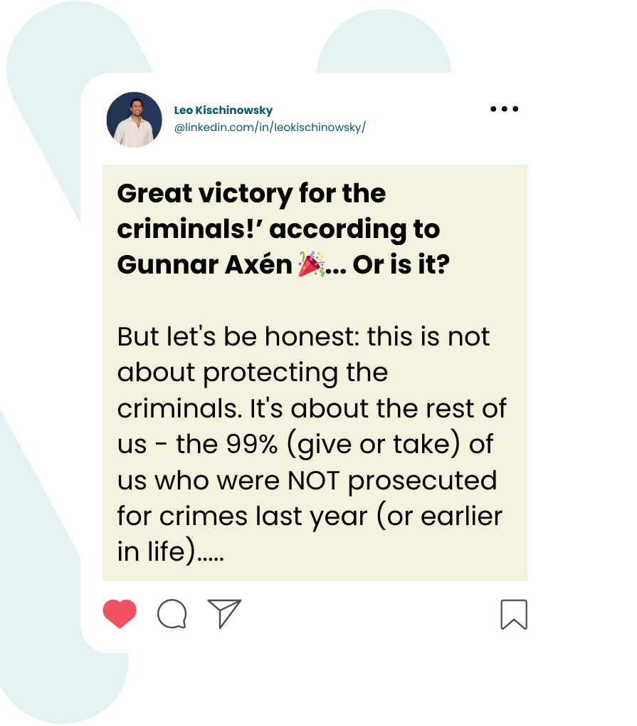 Image of a linkedin post about the Supreme Court's decision to ban data rights bases